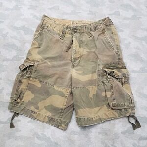 Vintage Abercrombie and Fitch Cargo Shorts Mens‎ 28 Green Camo Paratrooper Y2k